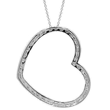 White 14K White Solid Gold Womens Diamond Heart Pendant 0.96 Ctw